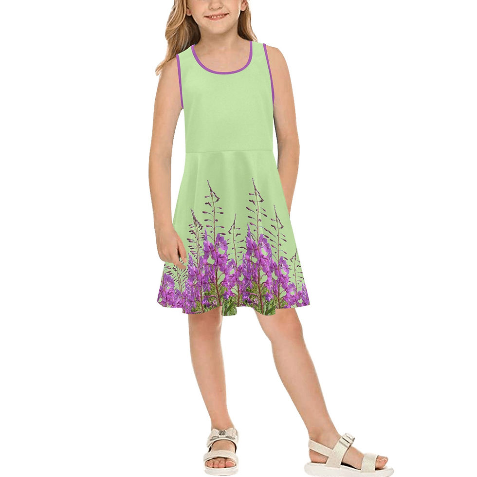 Girls Green Fireweed Sleeveless Sundress