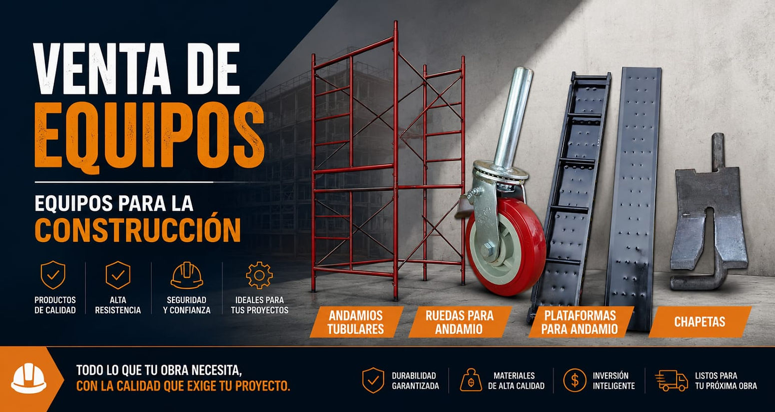 VENTA DE ANDAMIO, RUEDAS Y PLATAFORMAS PARA ANDAMIO EN CARTAGENA