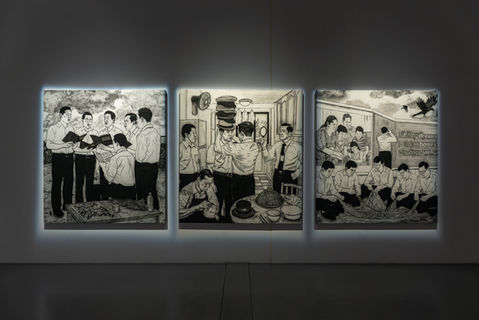 Sama-Sama, exhibition view, Whitestone Gallery Singapore — group exhibition featuring 60 artists and collectives, curated by Dr. Wang Ruobing, in celebration of SG60, 2025. Photo: Whitestone Gallery Singapore