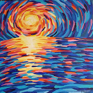 Ocean sunset painting