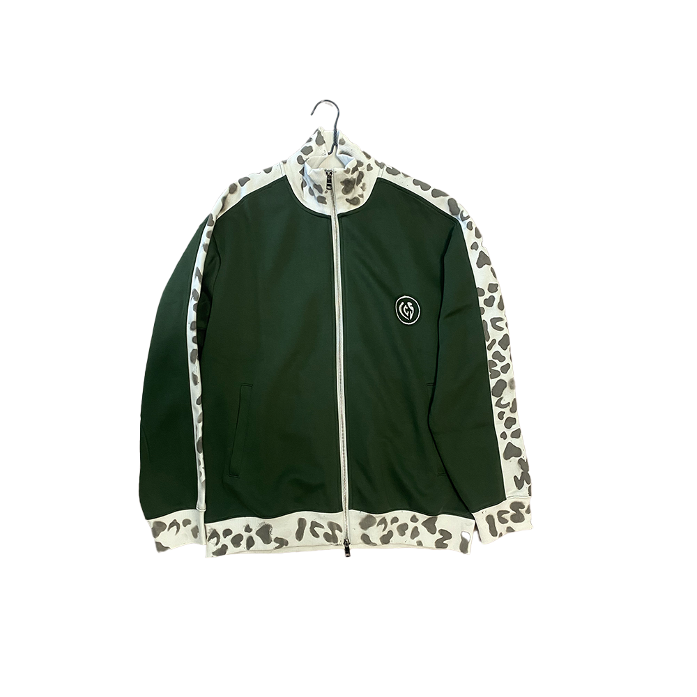 Airbrush Painted ICS Cow-print Green Jacket by ONLY IBEE