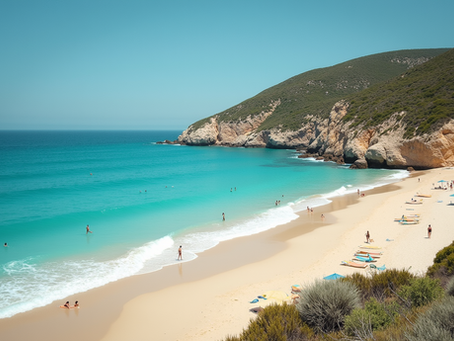 A white, sandy beach