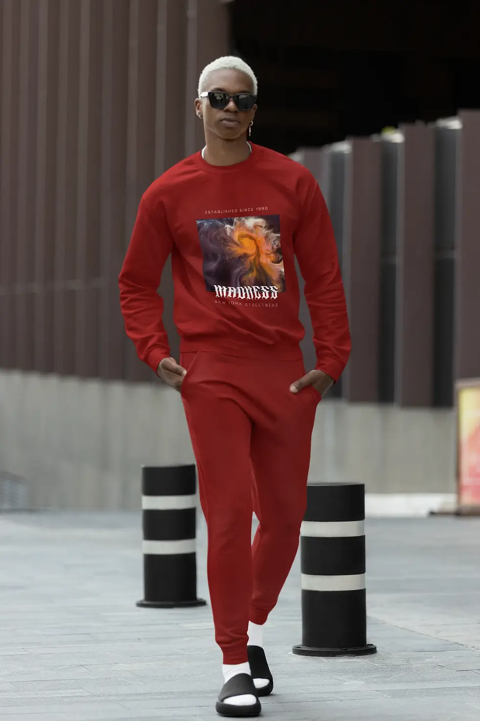 Man wearing maroon Joggers