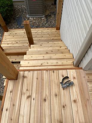 New Cedar Deck Stairs before Stain