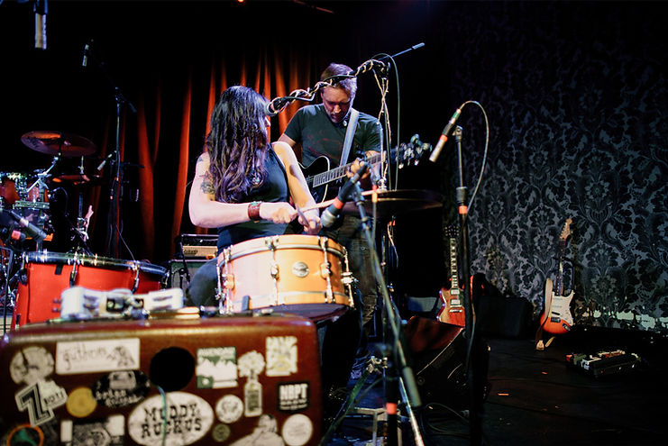 Erika Stahl and Ryan Flaherty of Muddy Ruckus performing live at Port City Music Hall.