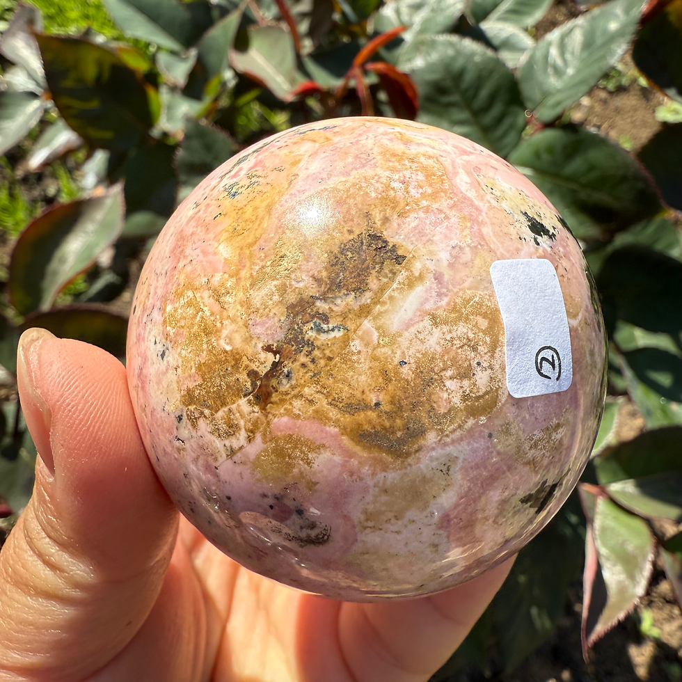 Thumbnail: Peruvian Rhodochrosite with pyrite Sphere-57mm