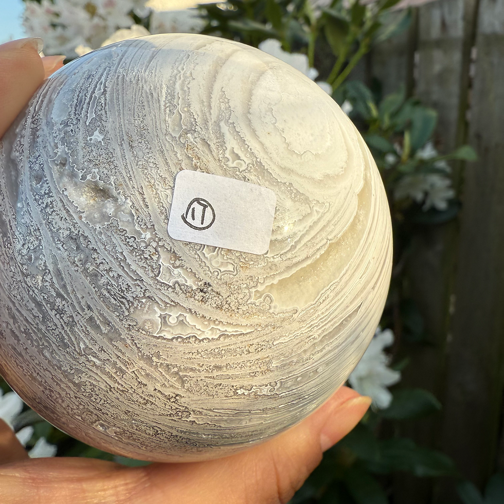 Thumbnail: Snow White Druzy Agate Sphere – 77mm