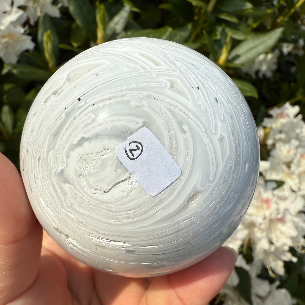 Thumbnail: Snow White Druzy Agate Sphere – 72mm