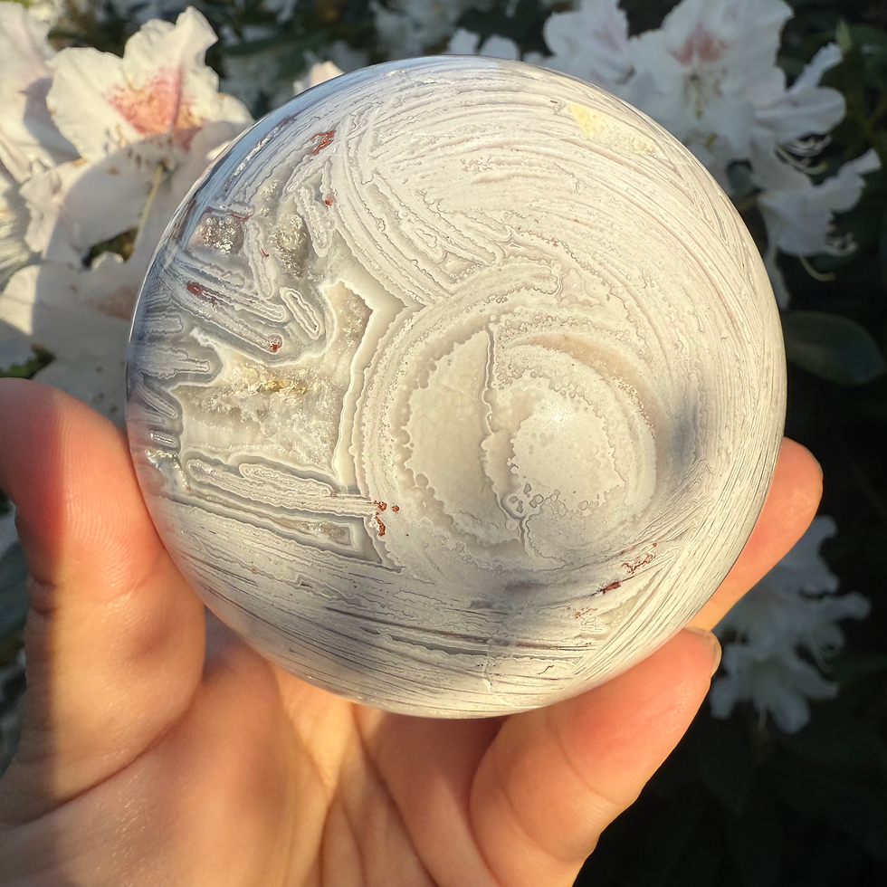 Thumbnail: Snow White Druzy Agate Sphere – 78mm