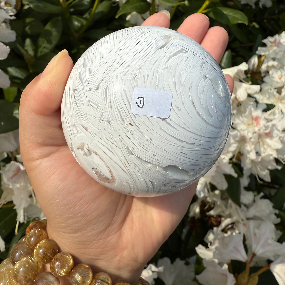 Thumbnail: Snow White Druzy Agate Sphere – 73mm