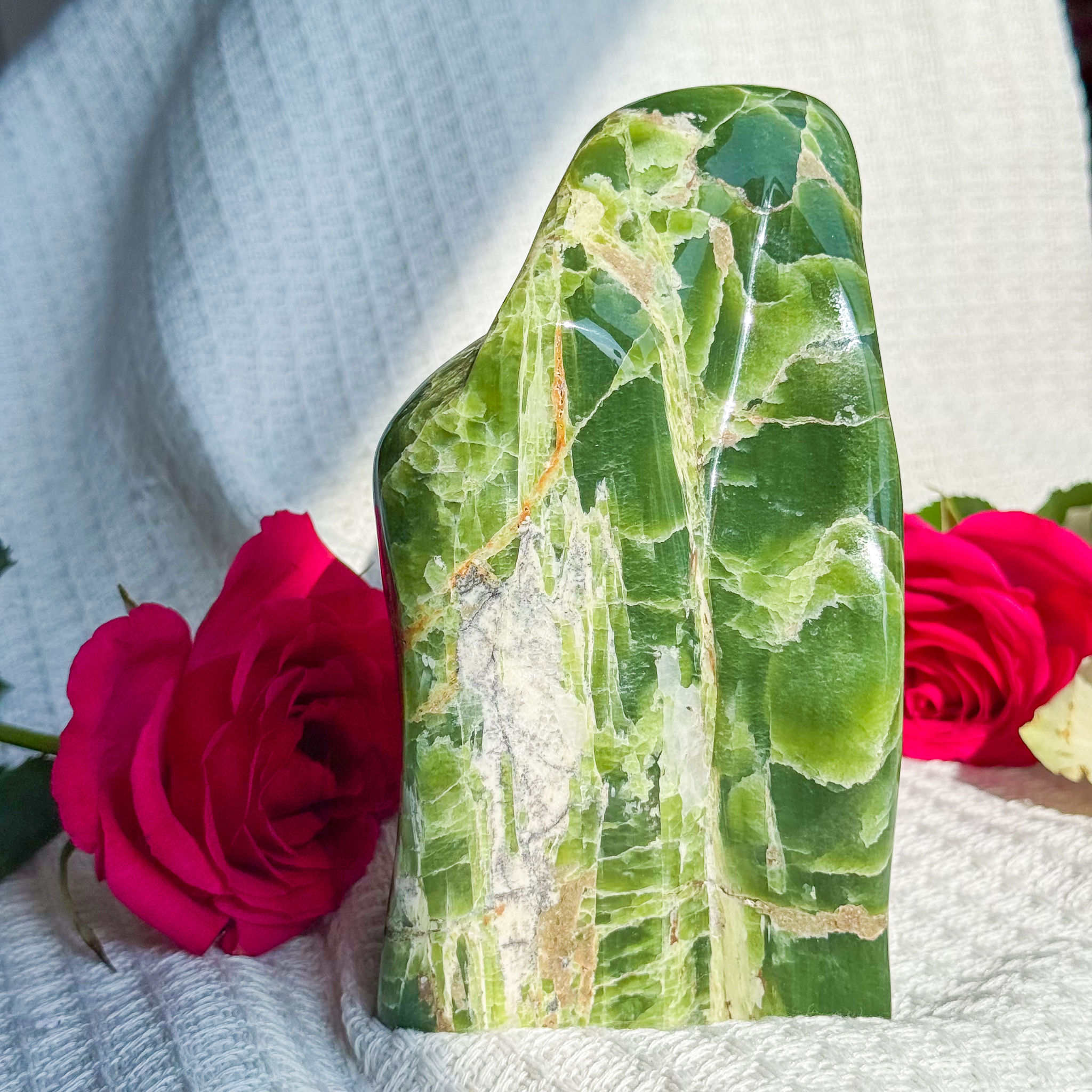 Large Premium Green Tremolite Freeform – Polished Healing Crystal