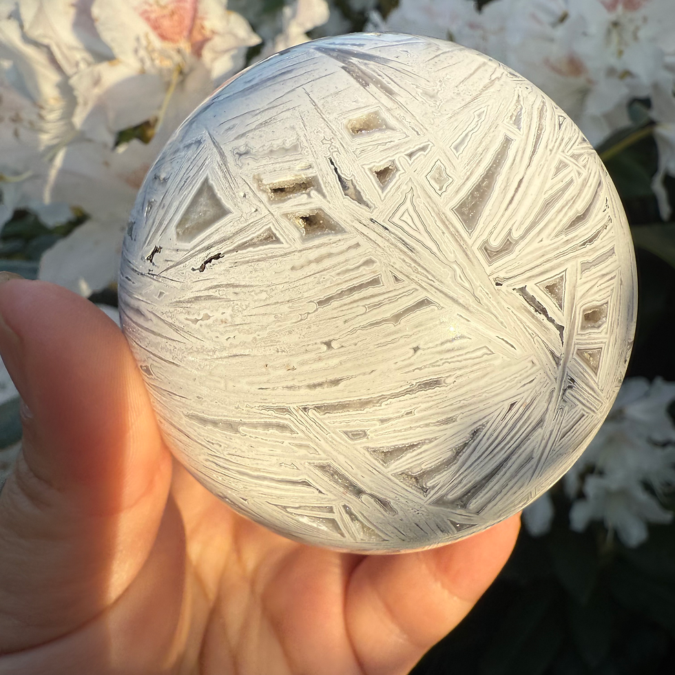 Thumbnail: Snow White Druzy Agate Sphere – 67mm