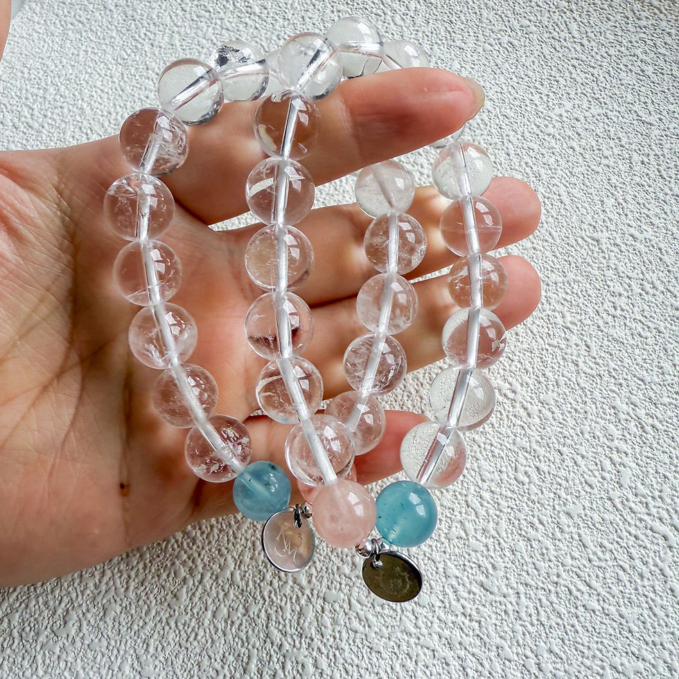 Thumbnail: Blush Breeze Bracelet -Aqumarine ,Morganite and Clear quartz