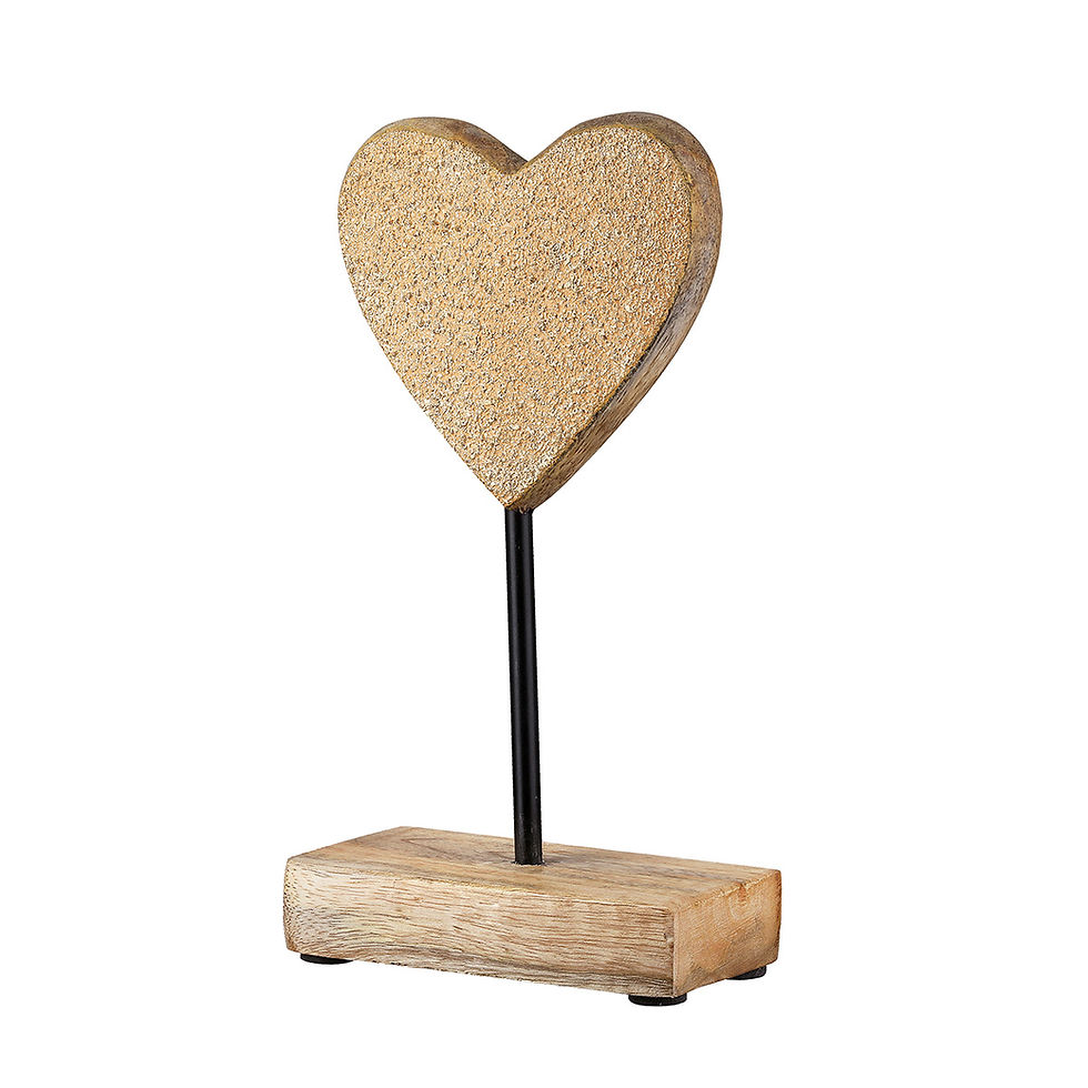 Miniature : Cœur bois doré sur socle bois