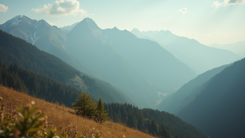 Eye-level view of a scenic mountain landscape