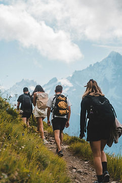 Three people hiking