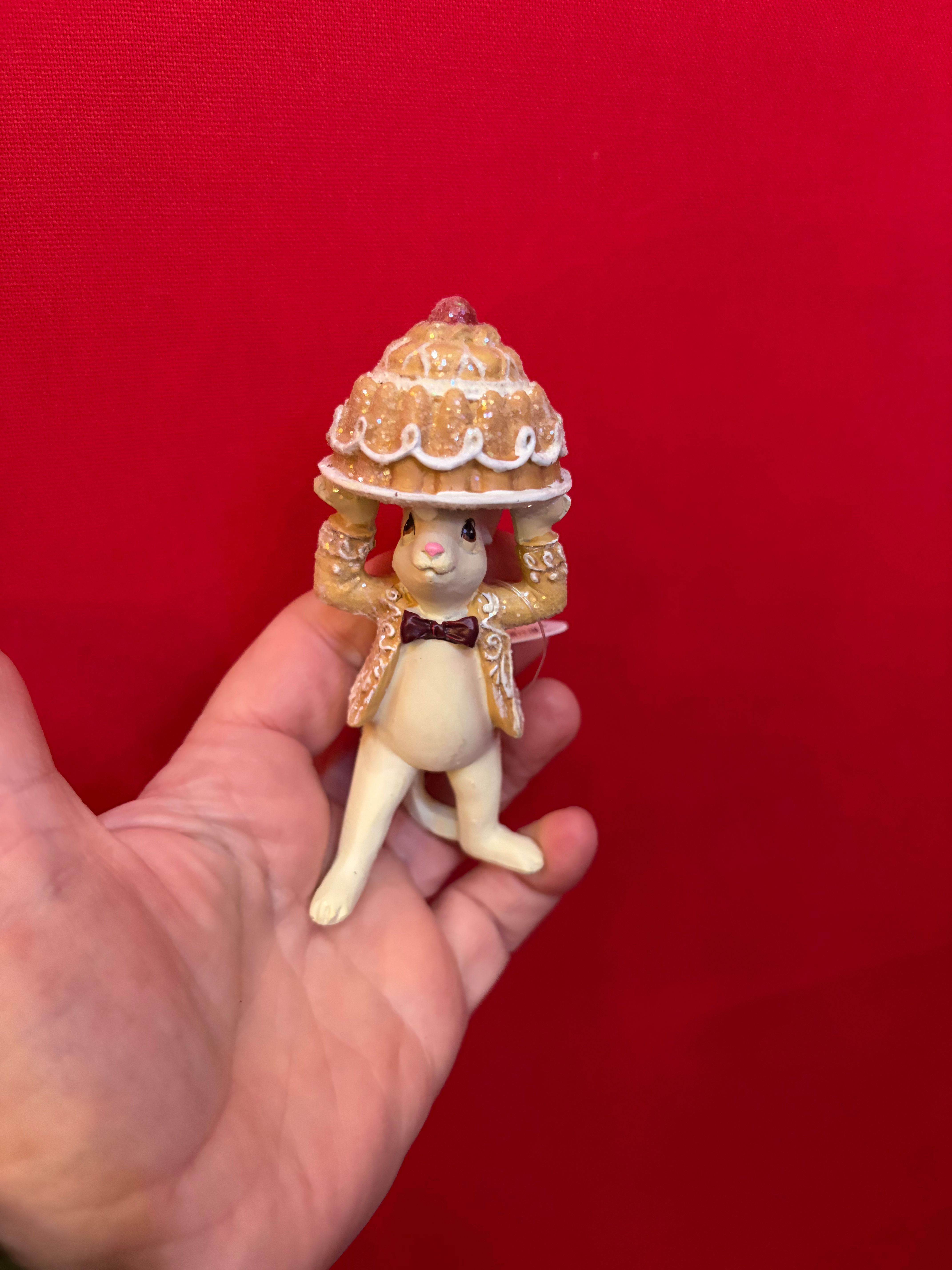 Full of Sparkle Male Gingerbread Mouse with Cake on his head