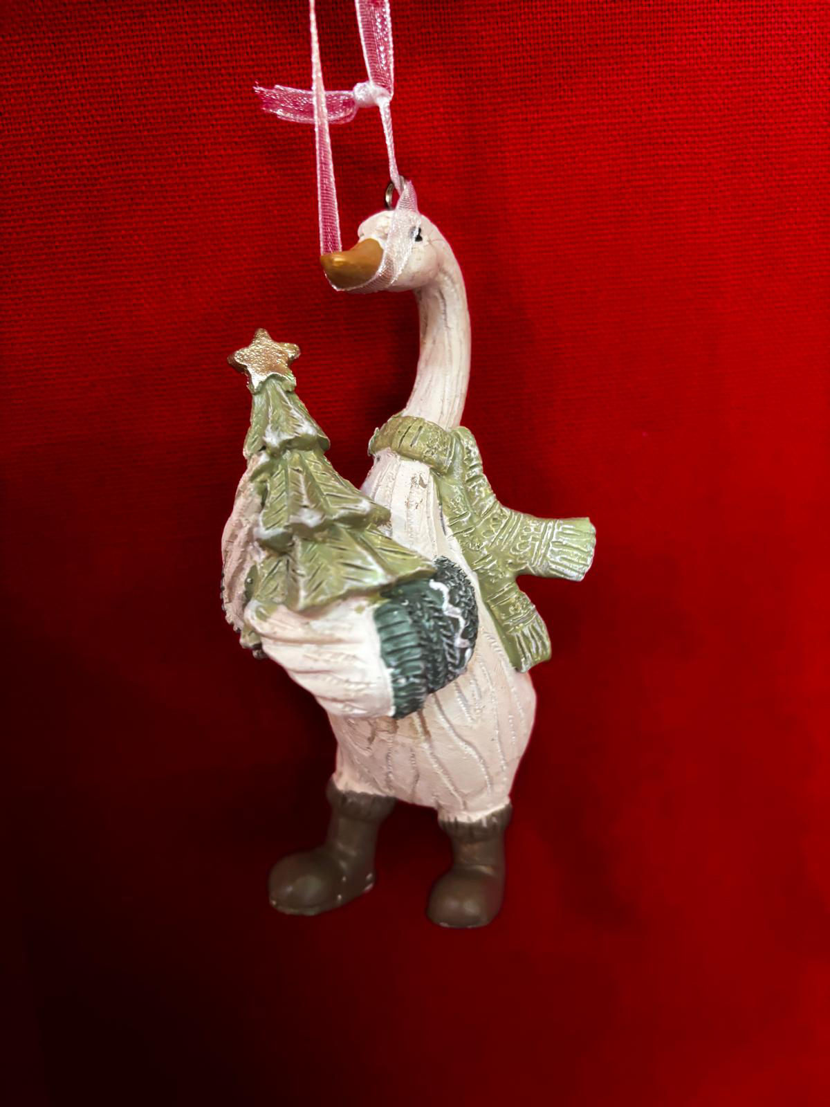 Traditional Goose Holding a Christmas Tree, Tree Hanging Decoration 
