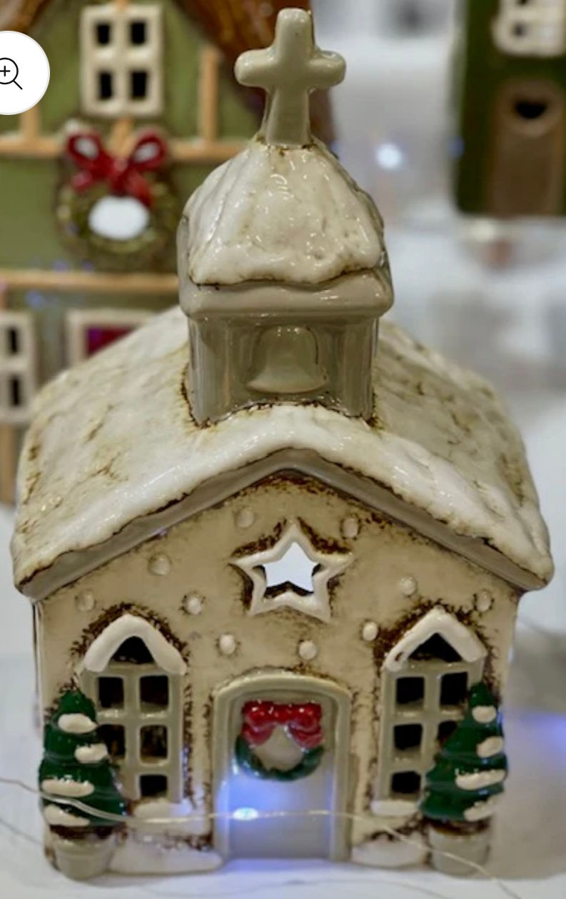 Thumbnail: Stoneware Village Tealight House, Christmas Church