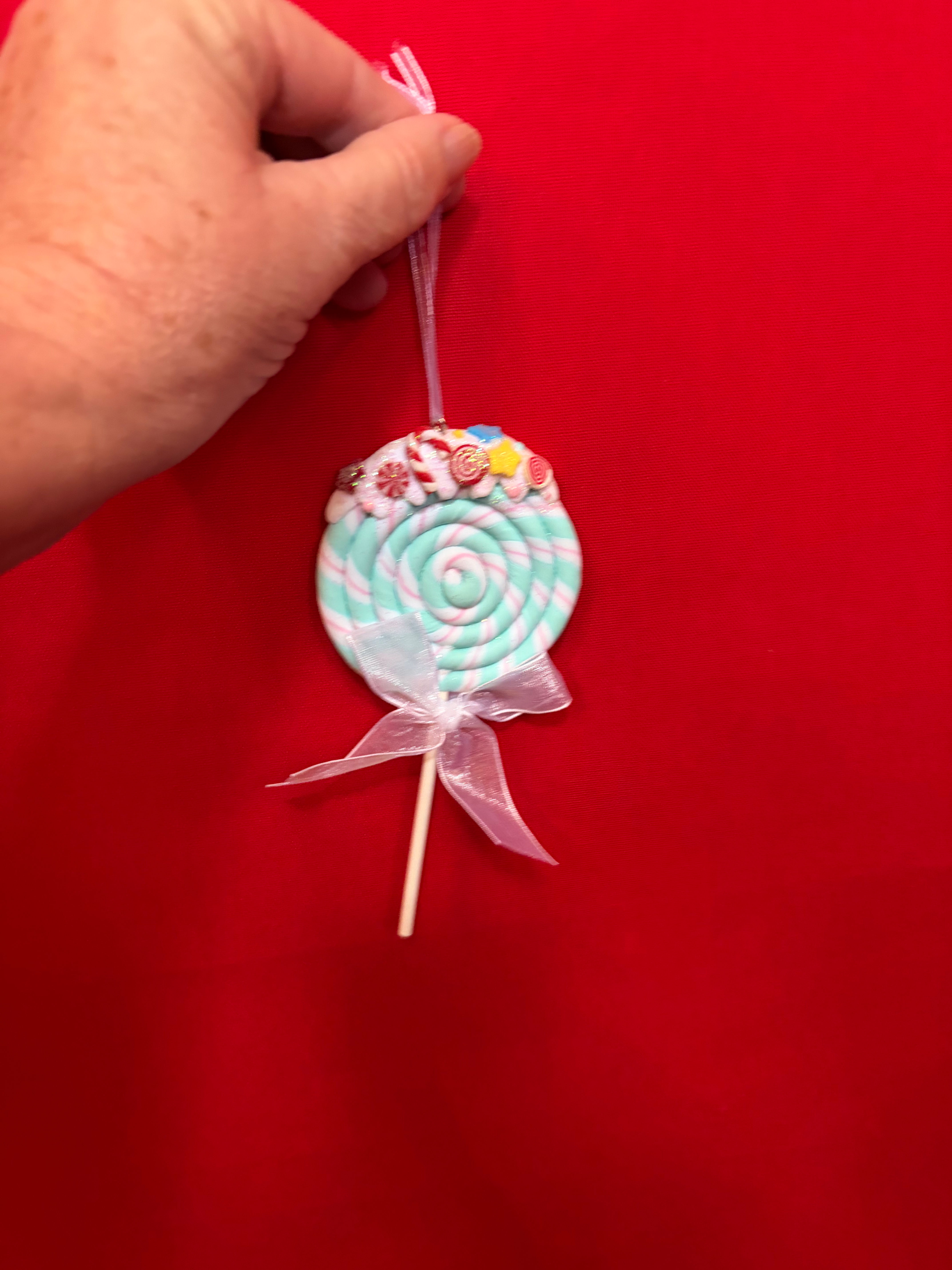 Mint Candy Swirl Lollipop Christmas Tree Decoration