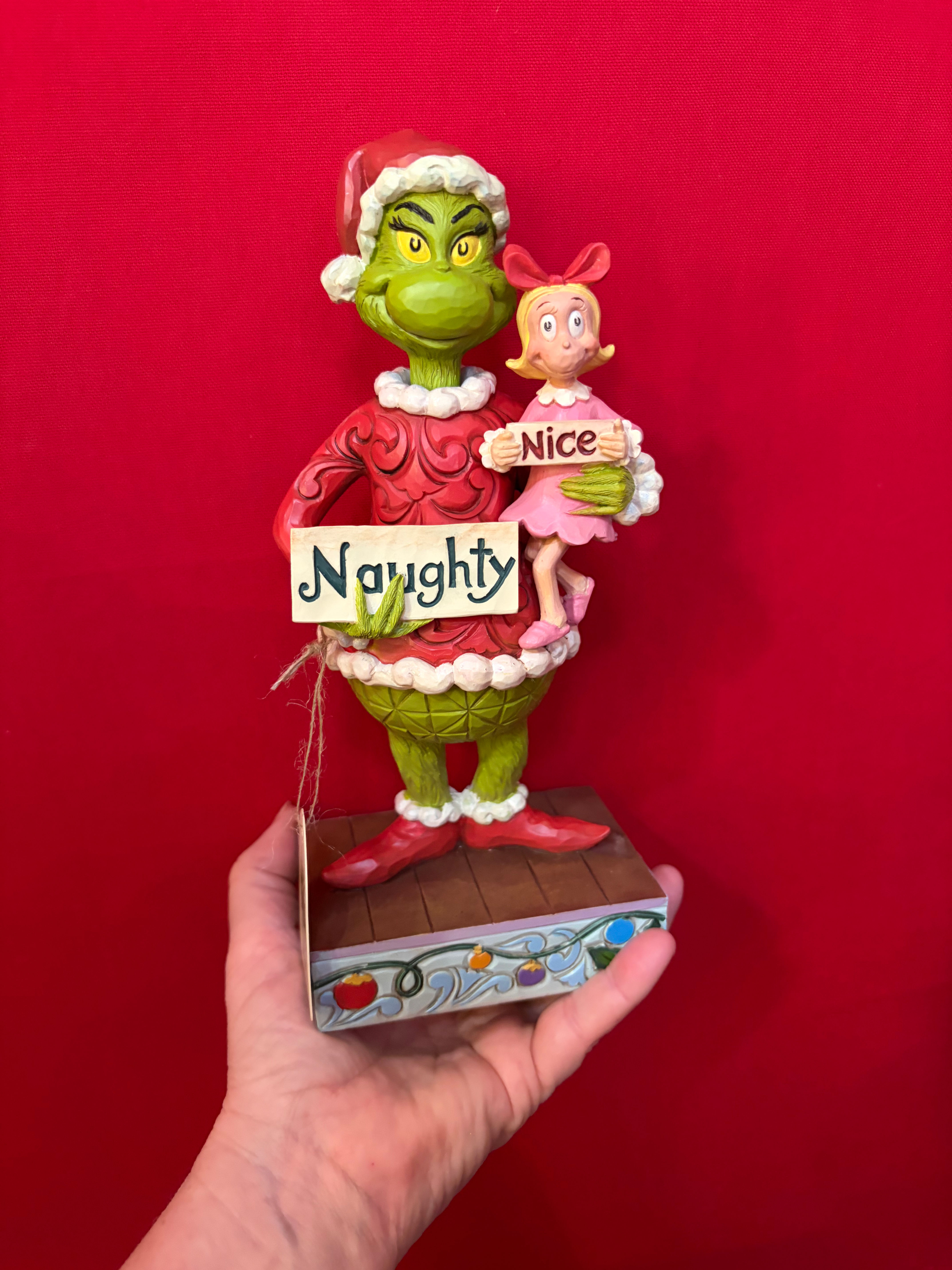 Dr Seuss, Jim Shore The Grinch with Cindy Lou Naughty & Nice Signs