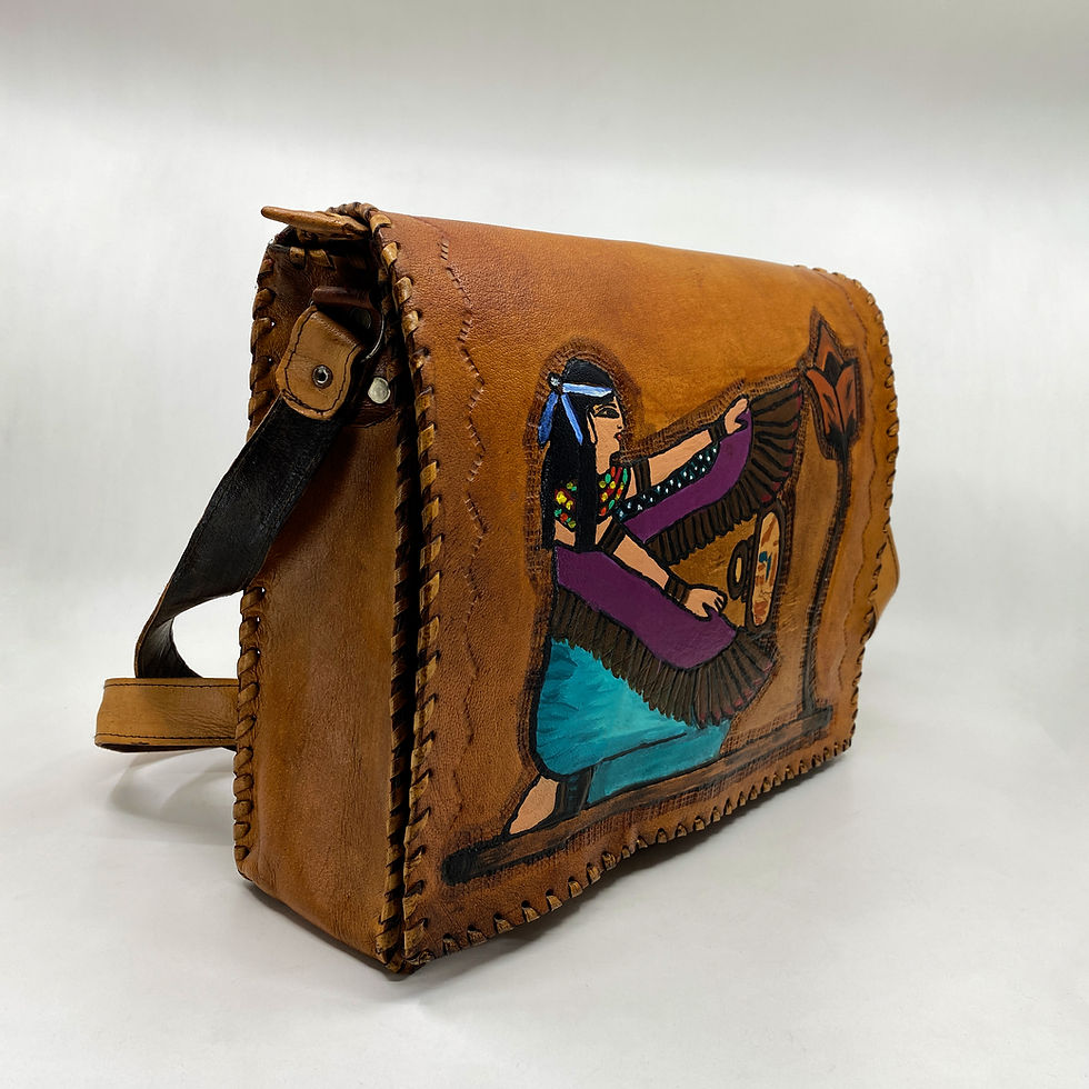 Thumbnail: Unique Egyptian Camel Leather Bag Decorated With Goddess Isis Painting