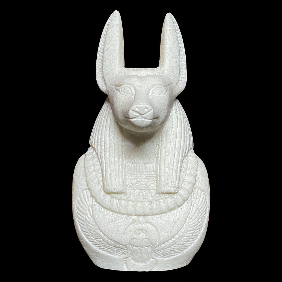 Unique Bust of God Anubis Handmade With Alabaster Stone