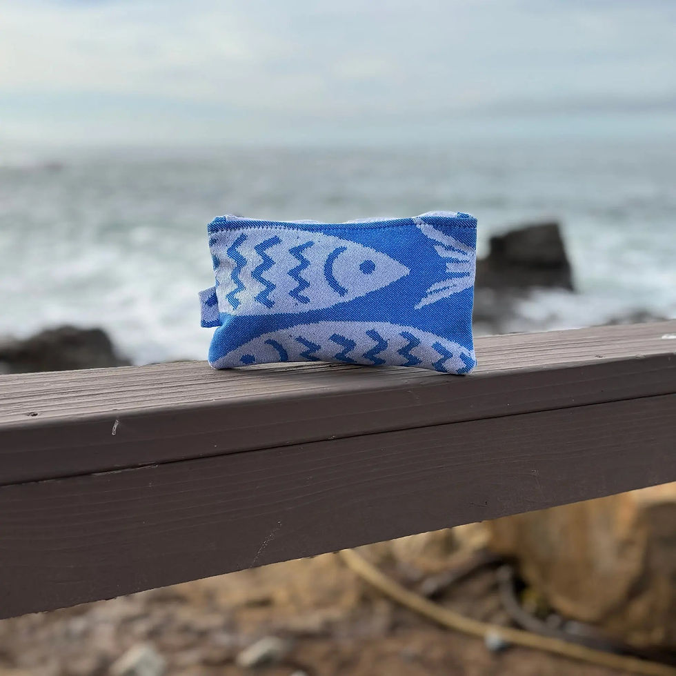 Thumbnail: Blue Fish Zipper Pouch by Beachables