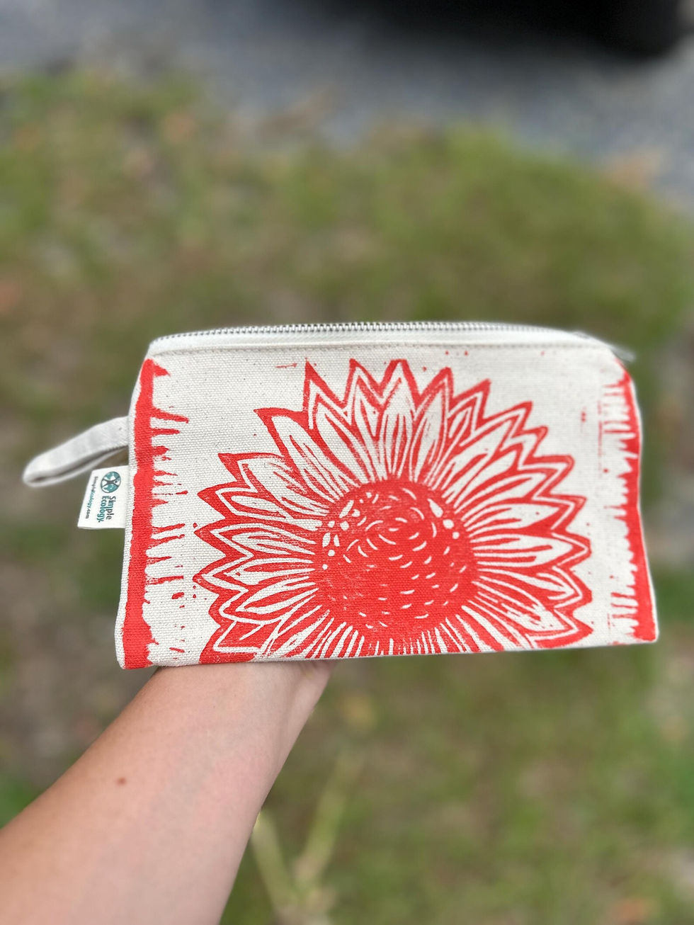 Small Block Print Zipper Pouch by LittleLeafEnergy