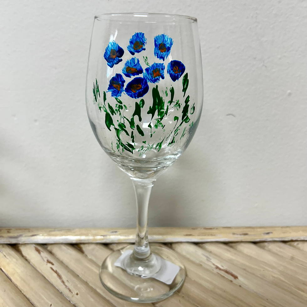 Thumbnail: Painted Flowers Wine Glass by Ed Hawkins