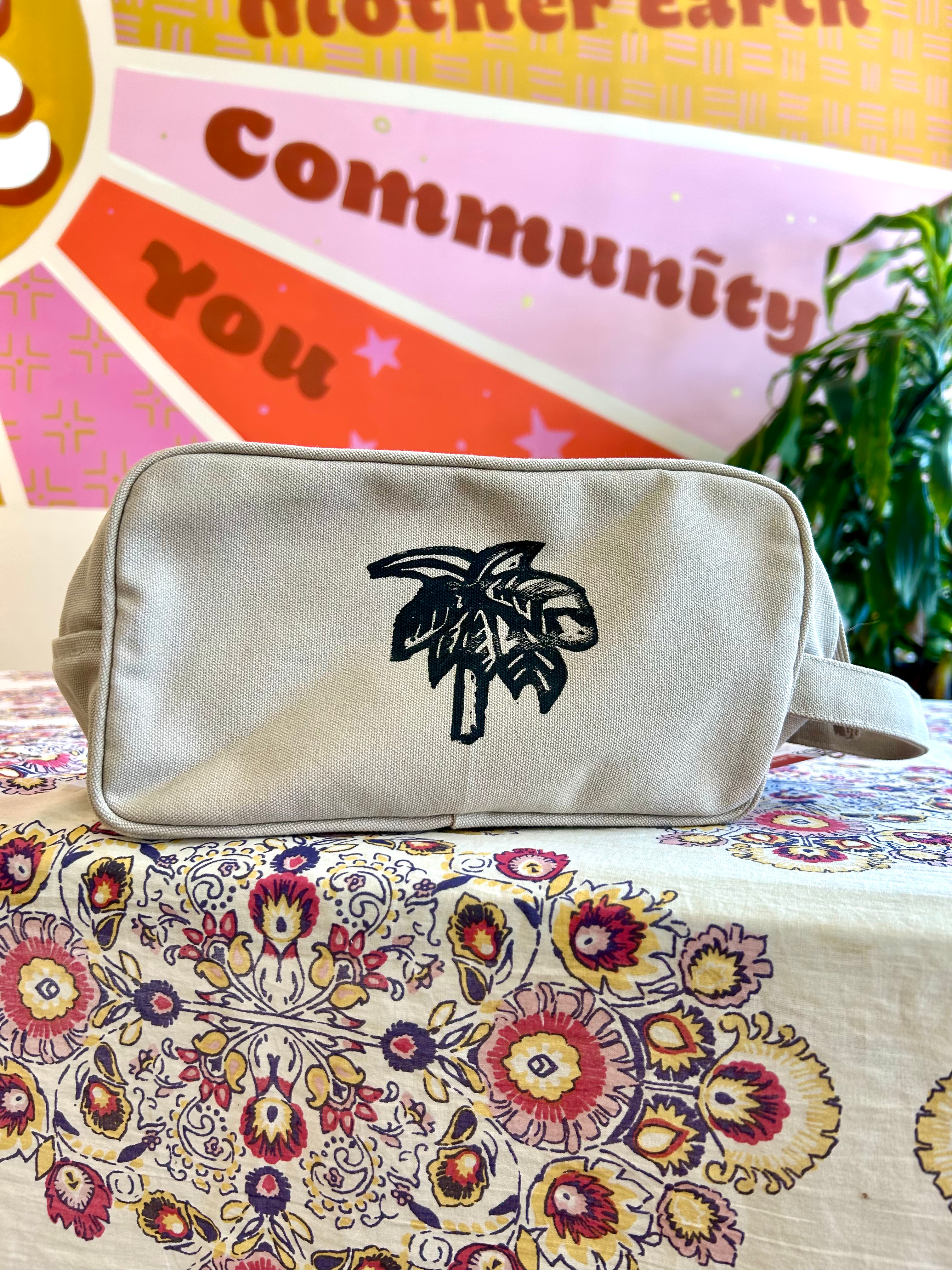 Palm Printed Cosmetics Bag by LittleLeafEnergy