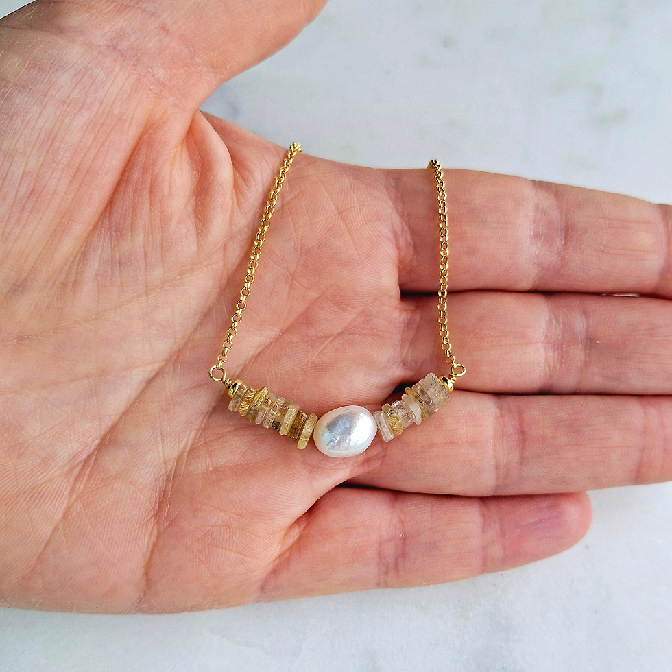 Thumbnail: Stacked Rutile Quartz Bar Necklace 