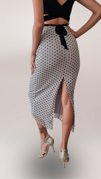 Thumbnail: Norma Silver/Grey  Skirt With Black Dots