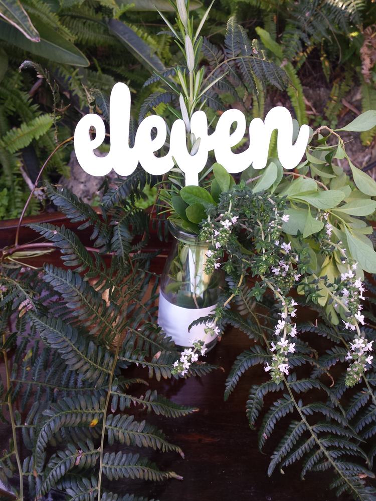 White rustic table numbers