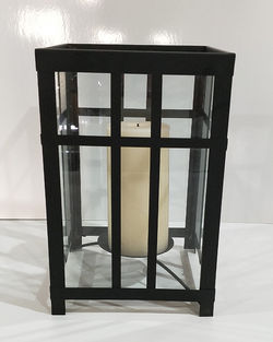 Black metal and glass lantern