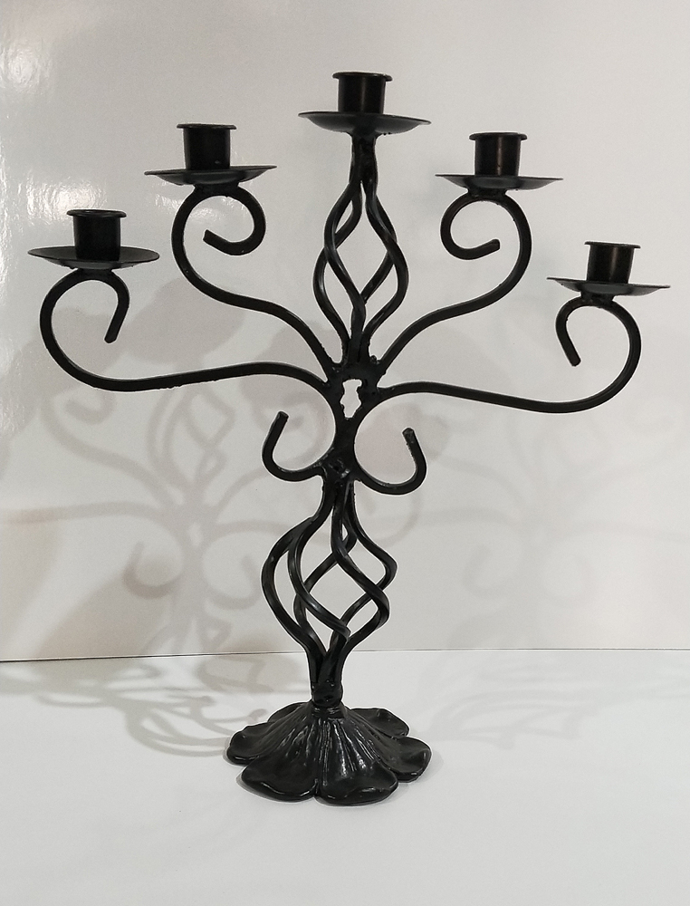 Black wrought iron candelabra