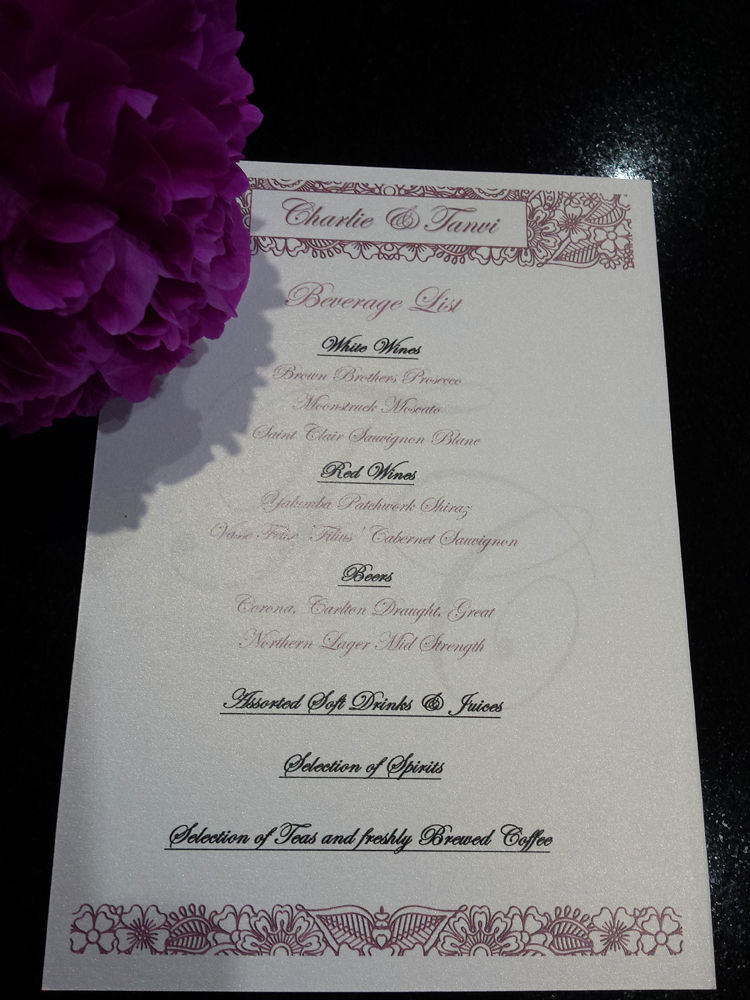 Custom designed Menus