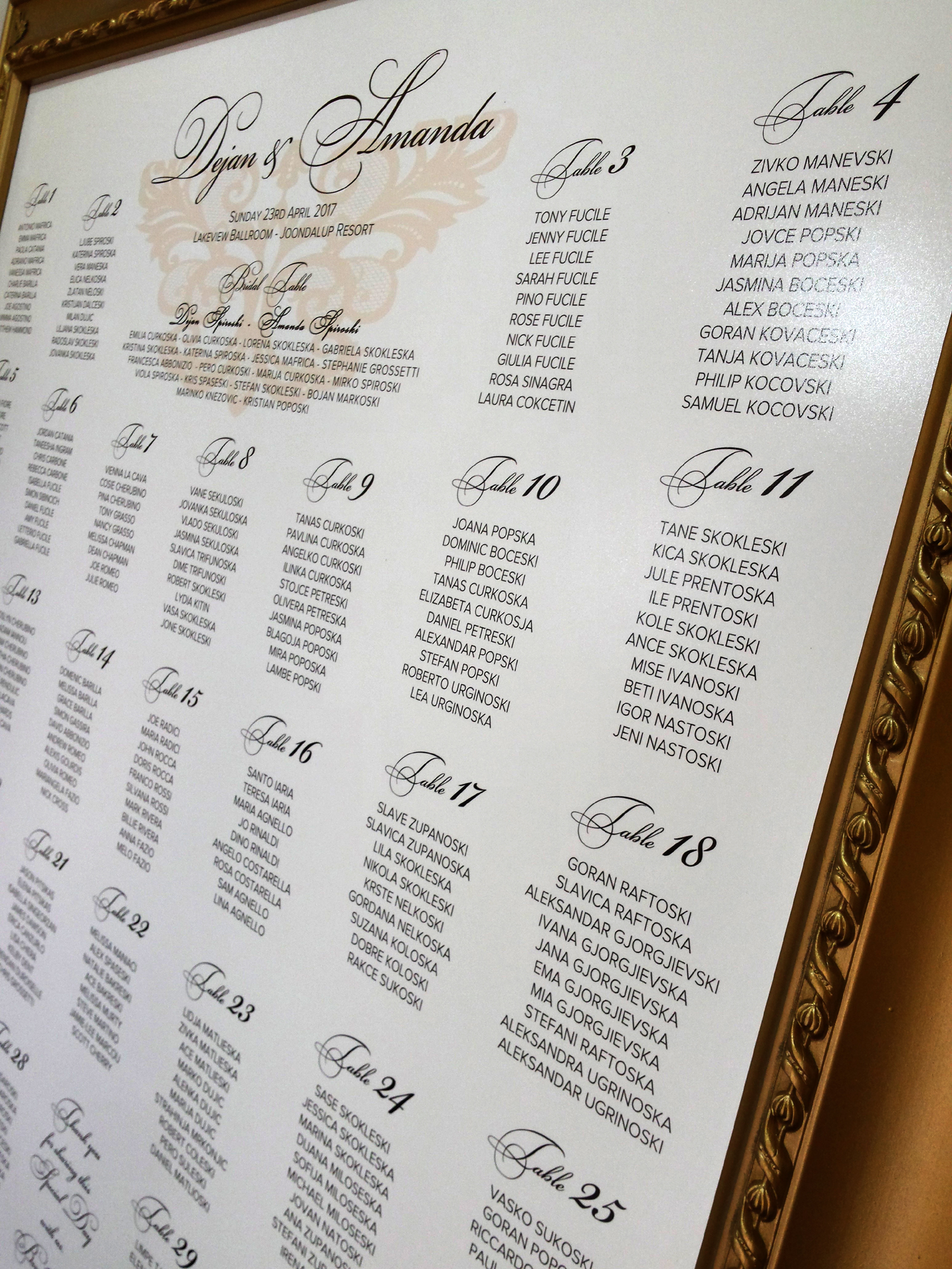 33 Table Custom Seating Plan