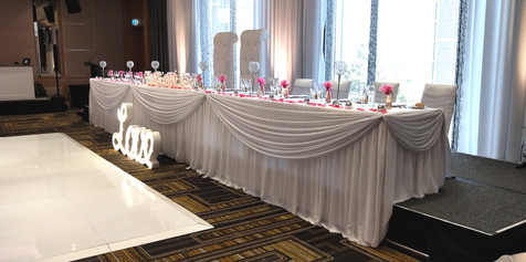 Elegant Bridal Table with the LED Cherry Blossom centrepiece and a pop of colour with cyclamen