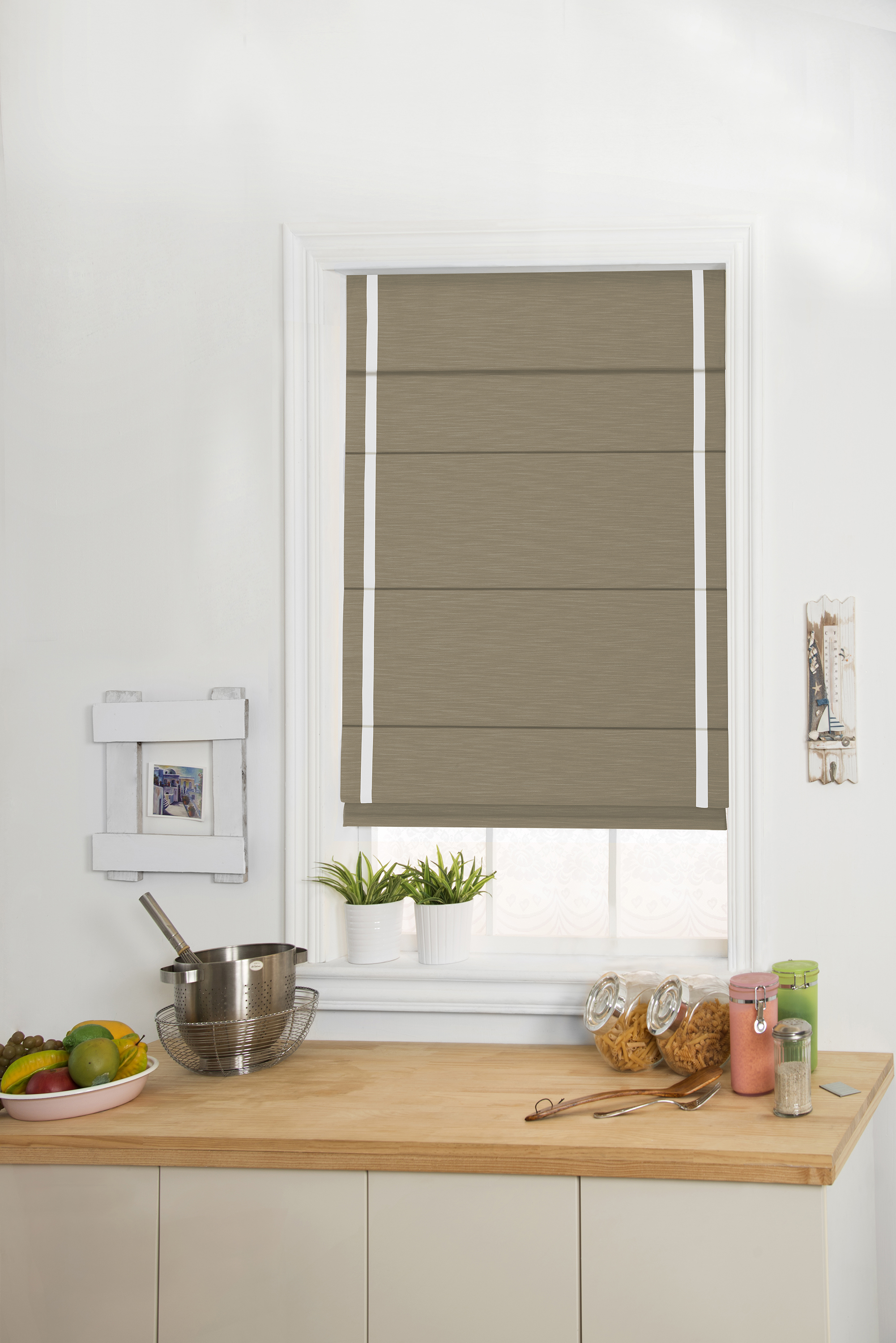 Roman Shades with Ribbon Banding
