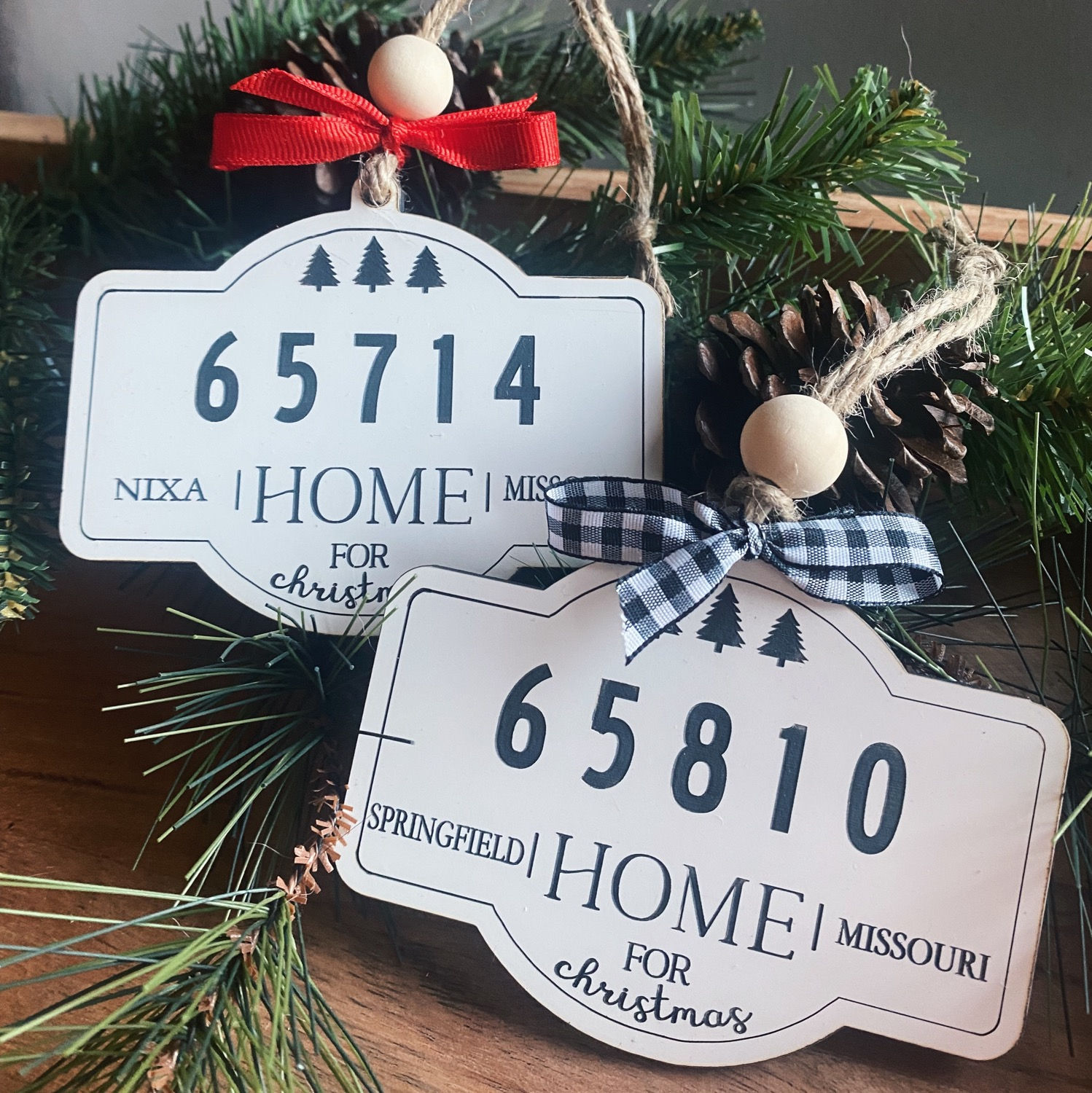 Home for Christmas Zip Code Ornament