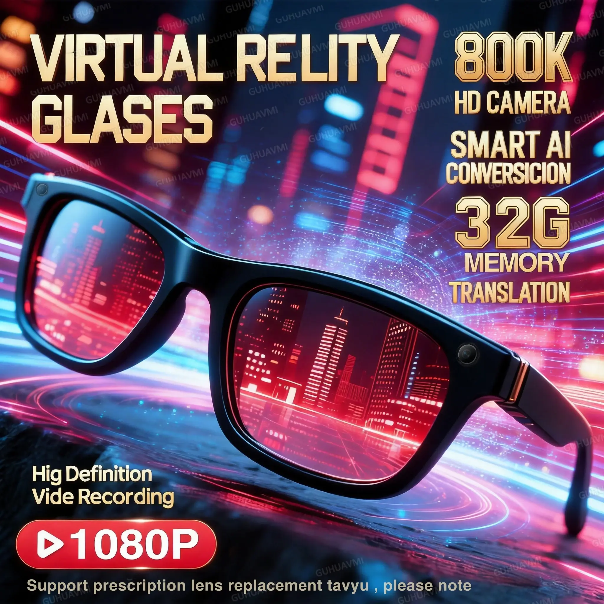 2026 New Smart AI Glasses 1080P HD Video Record Camera ChatGPT Bluetooth Call