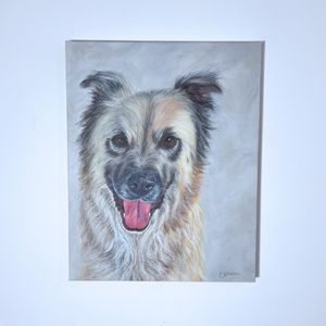 Anatolian Shepherd mix dog portrait painting, custom hand-painted artwork.