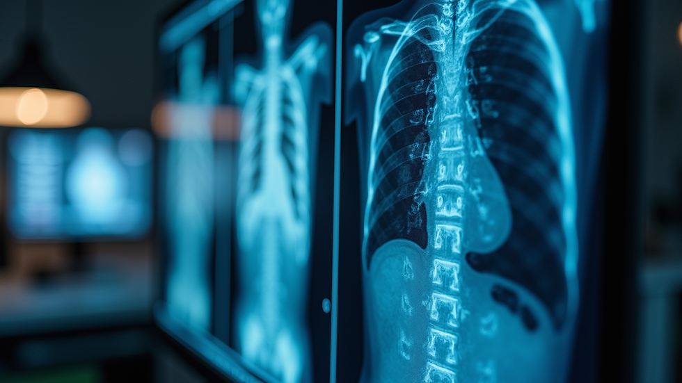 Close-up view of a computer screen showing medical imaging software