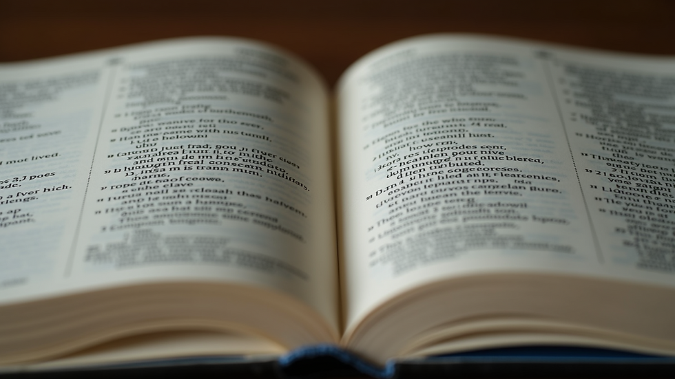 Close-up view of an open Bible with highlighted verses