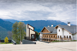 Premium hotel in a mountain landscape, sustainable certification
