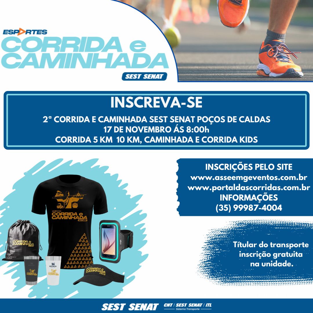 INSCRIÇÕES CORRIDA SEST SENAT DE POÇOS DE CALDAS/MG