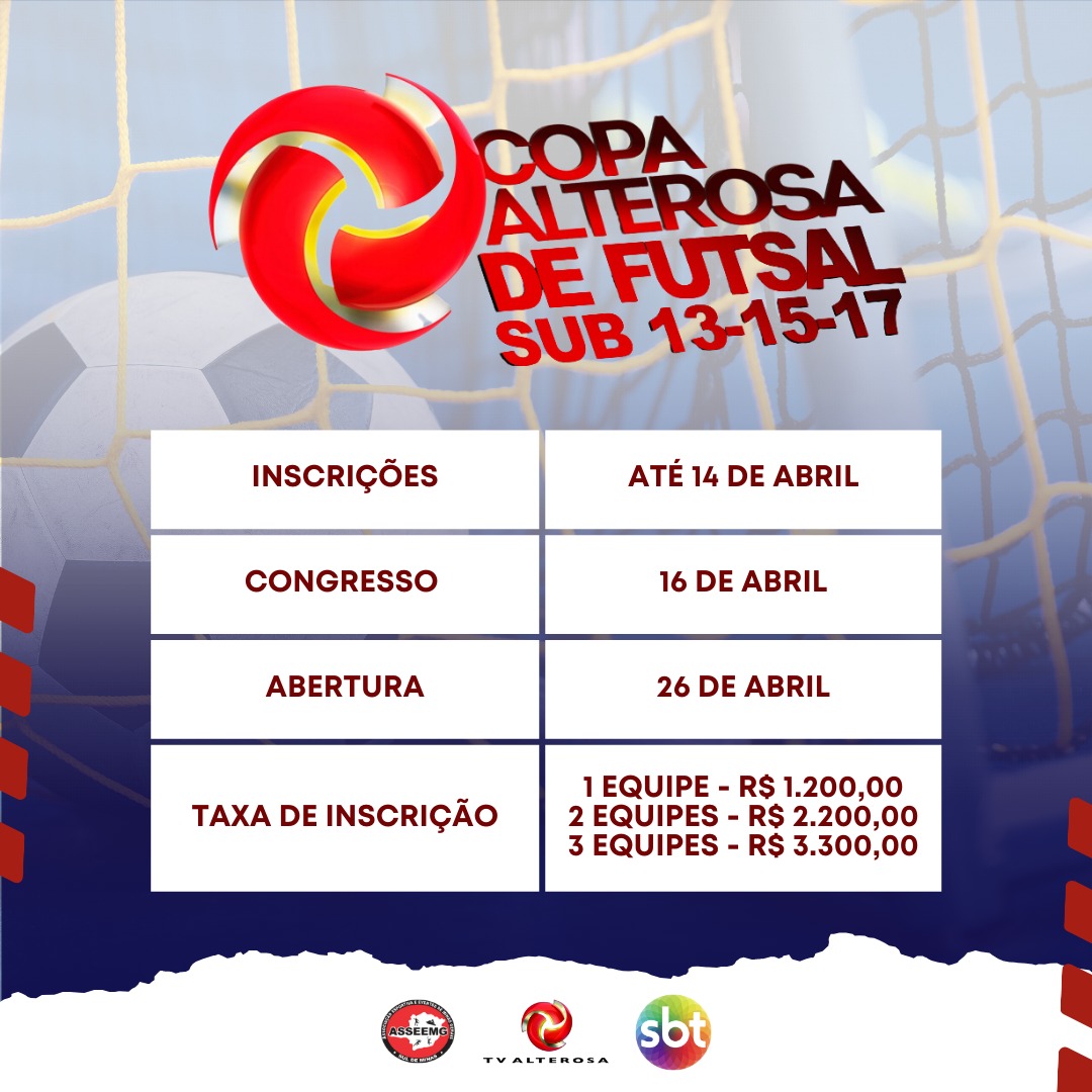 COPA ALTEROSA DE FUTSAL SUB 13/15/17: NOVO CRONOGRAMA