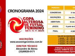 INSCRIÇÕES COPA ALTEROSA DE FUTSAL FEMININO - SUB 13/15/17 E ADULTO