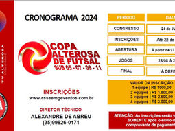 INSCRIÇÕES COPA ALTEROSA DE FUTSAL SUB 05-07-09-11
